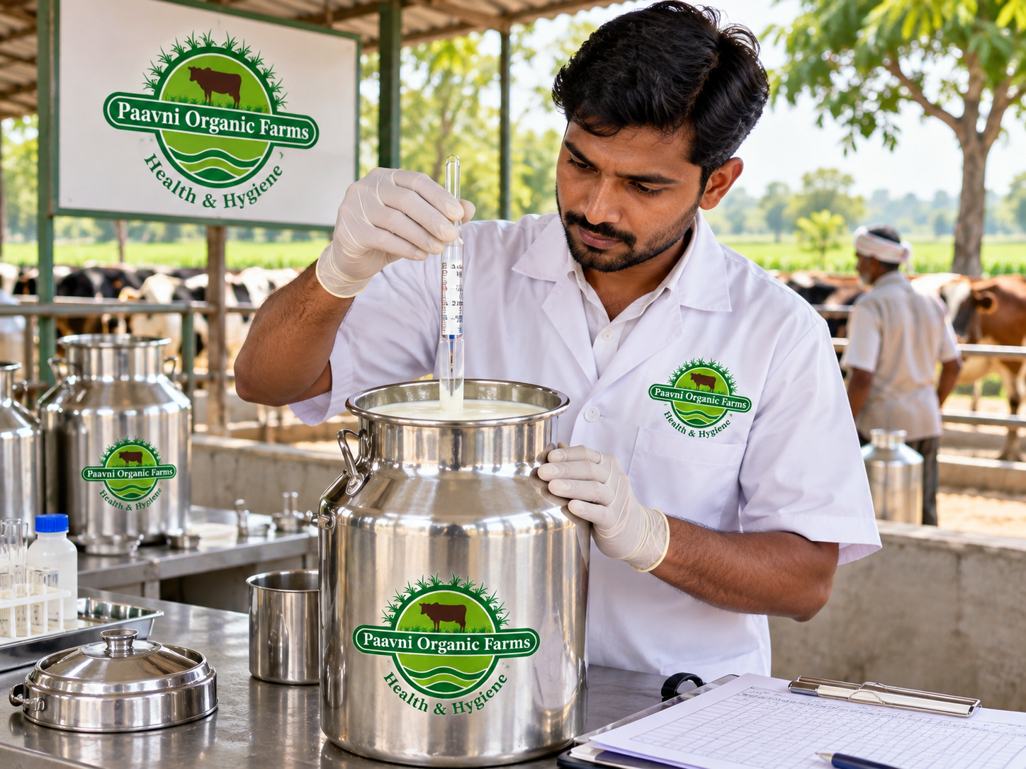 Milk composition testing on analyser at Paavni processing unit