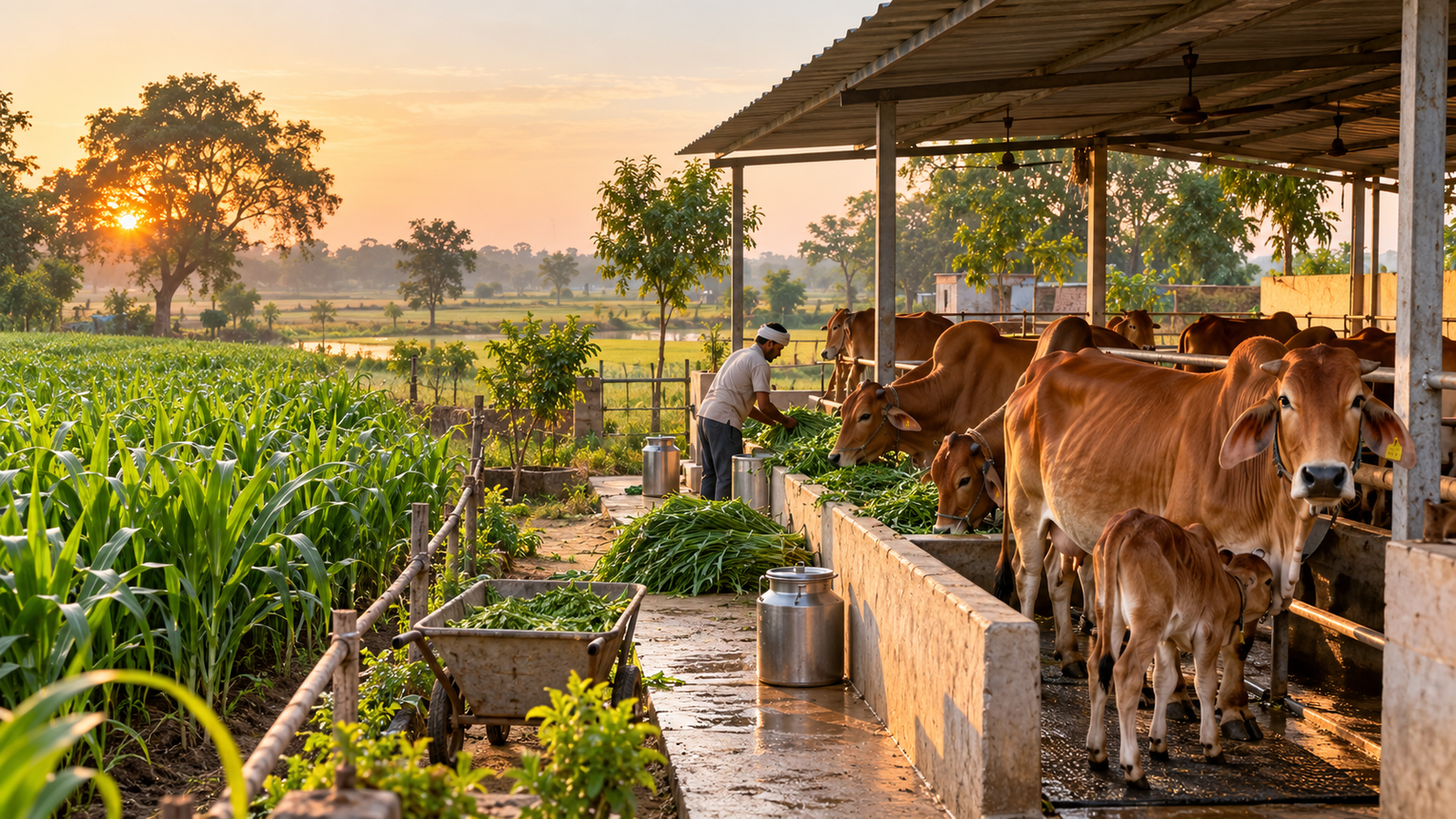 Paavni Model Farm, Madhurapur, Teghra, Begusarai at sunrise